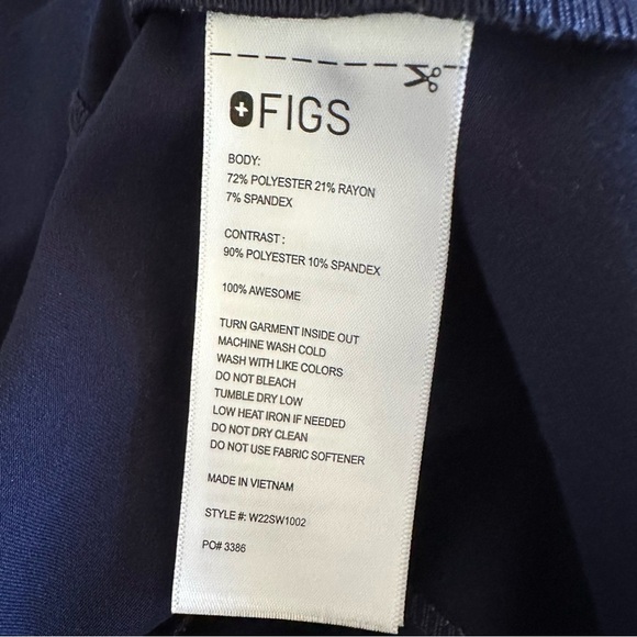 Figs Women's Navy Montex Scrub Top Large - Picture 13 of 14